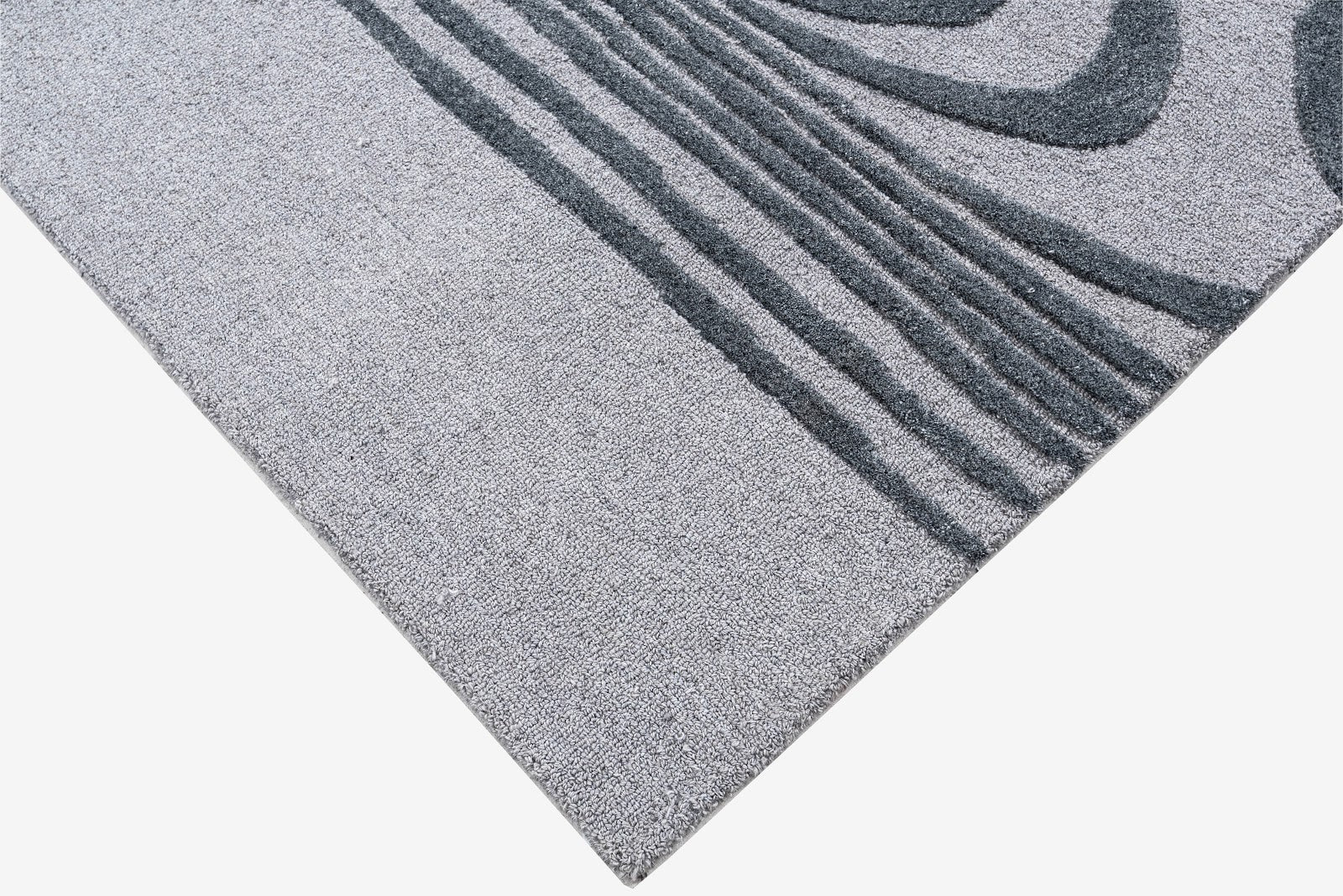 Grey & Ivory Abstract Flow Wool & Silk Rug — Square 5