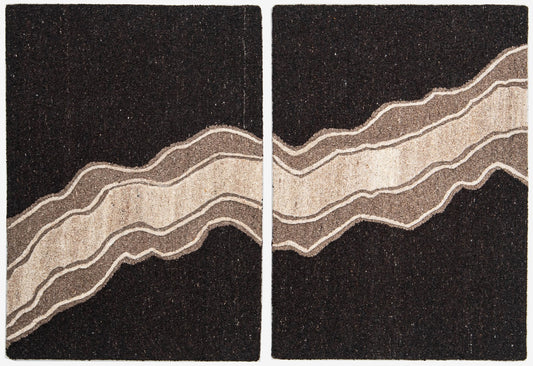 Beige & Taupe Swirl and Chevron Wool Wall Art (2-Panel Set) 9