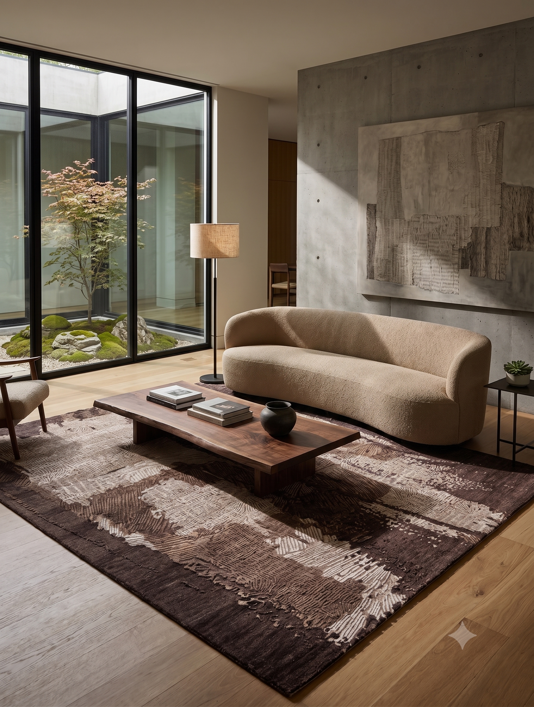 Chocolate handmade wool and silk rug