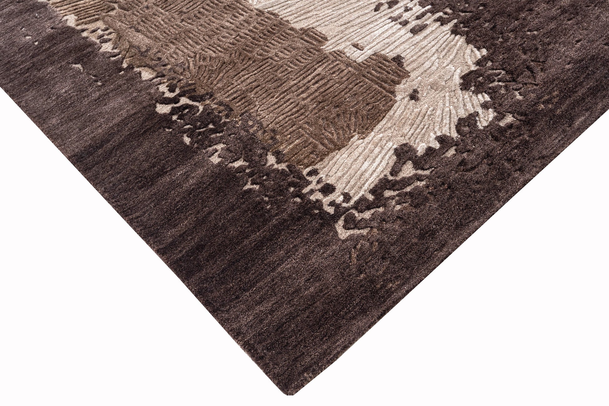 Chocolate handmade wool and silk rug