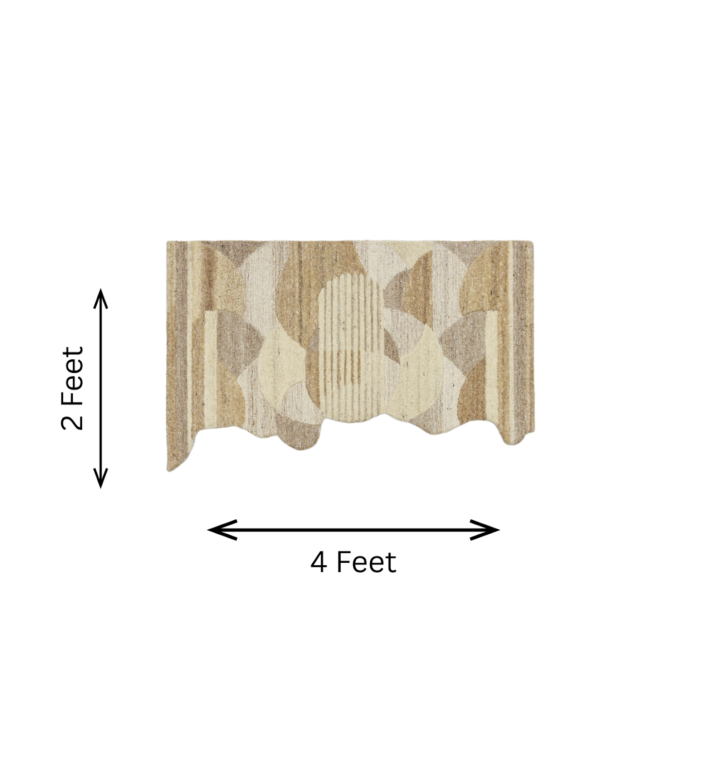 Beige & Tan Circle Stripe Wool Wall Art, Scalloped Edge 1