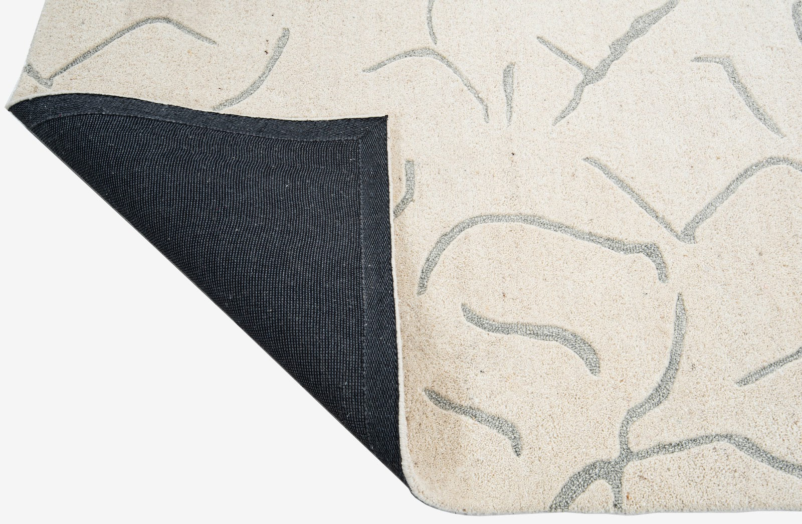 Ivory & Grey Abstract Branch Pattern Wool Rug — Square 5
