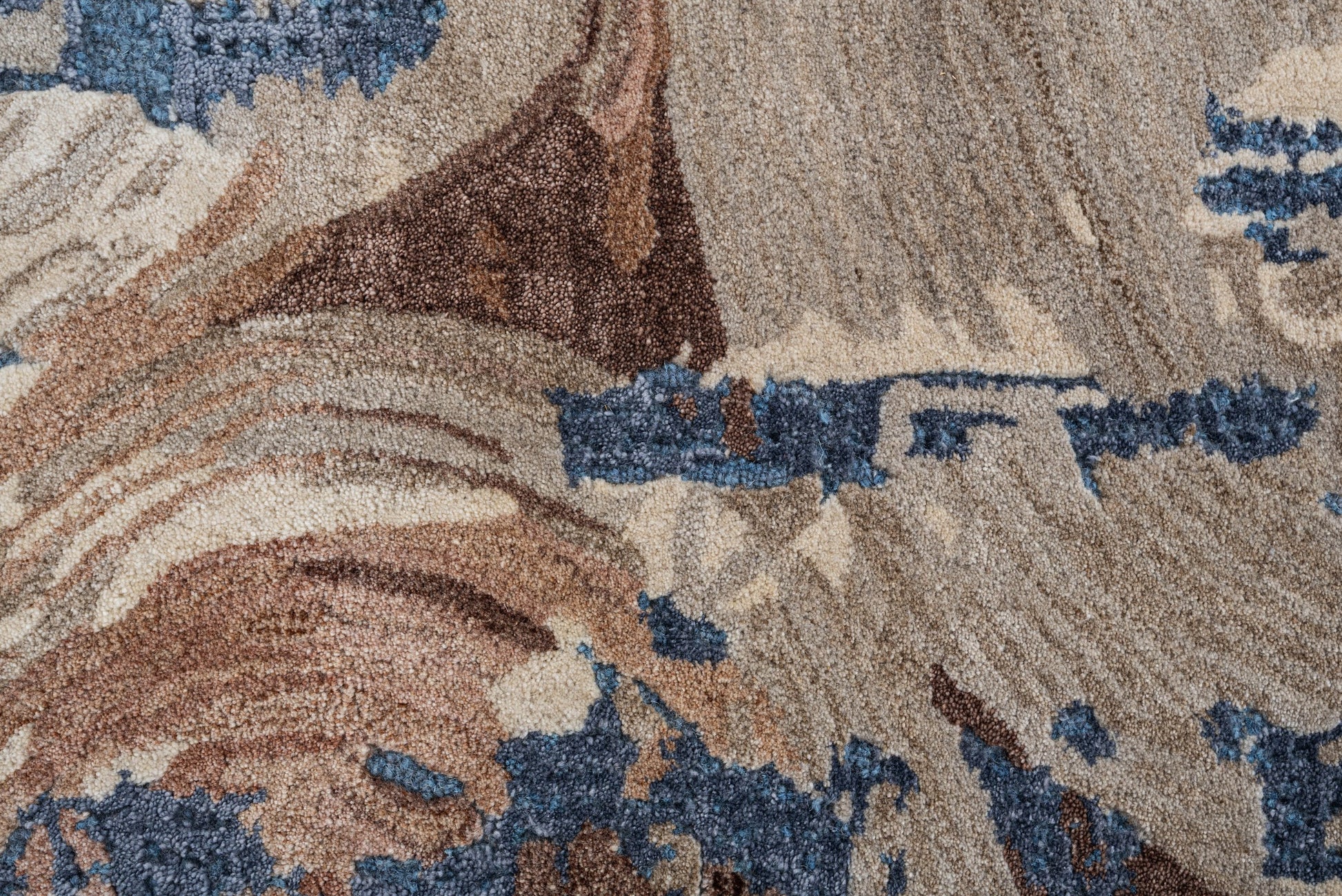 Ivory Brown handmade wool and silk rug