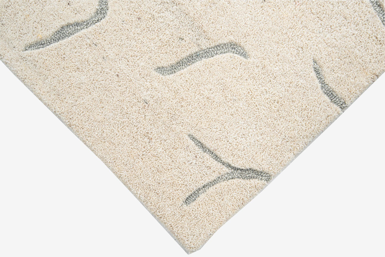 Ivory & Grey Abstract Branch Pattern Wool Rug — Square 6