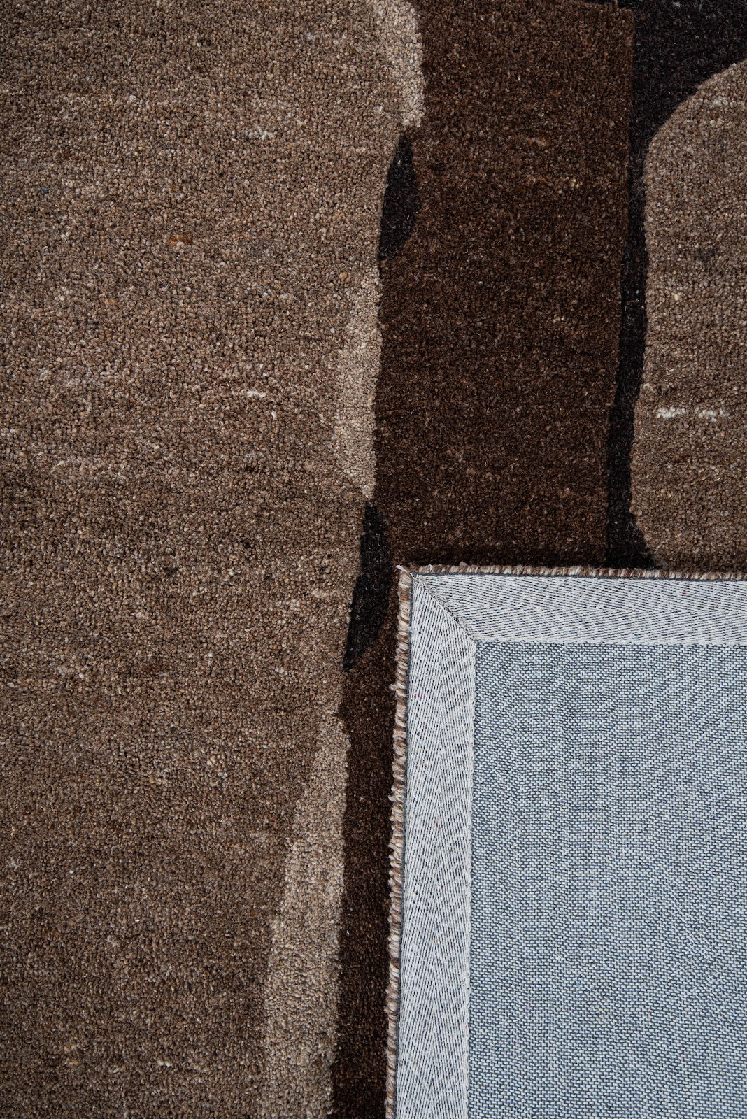 Brown, Taupe & Black Abstract Geometric Wool Rug — Square 6