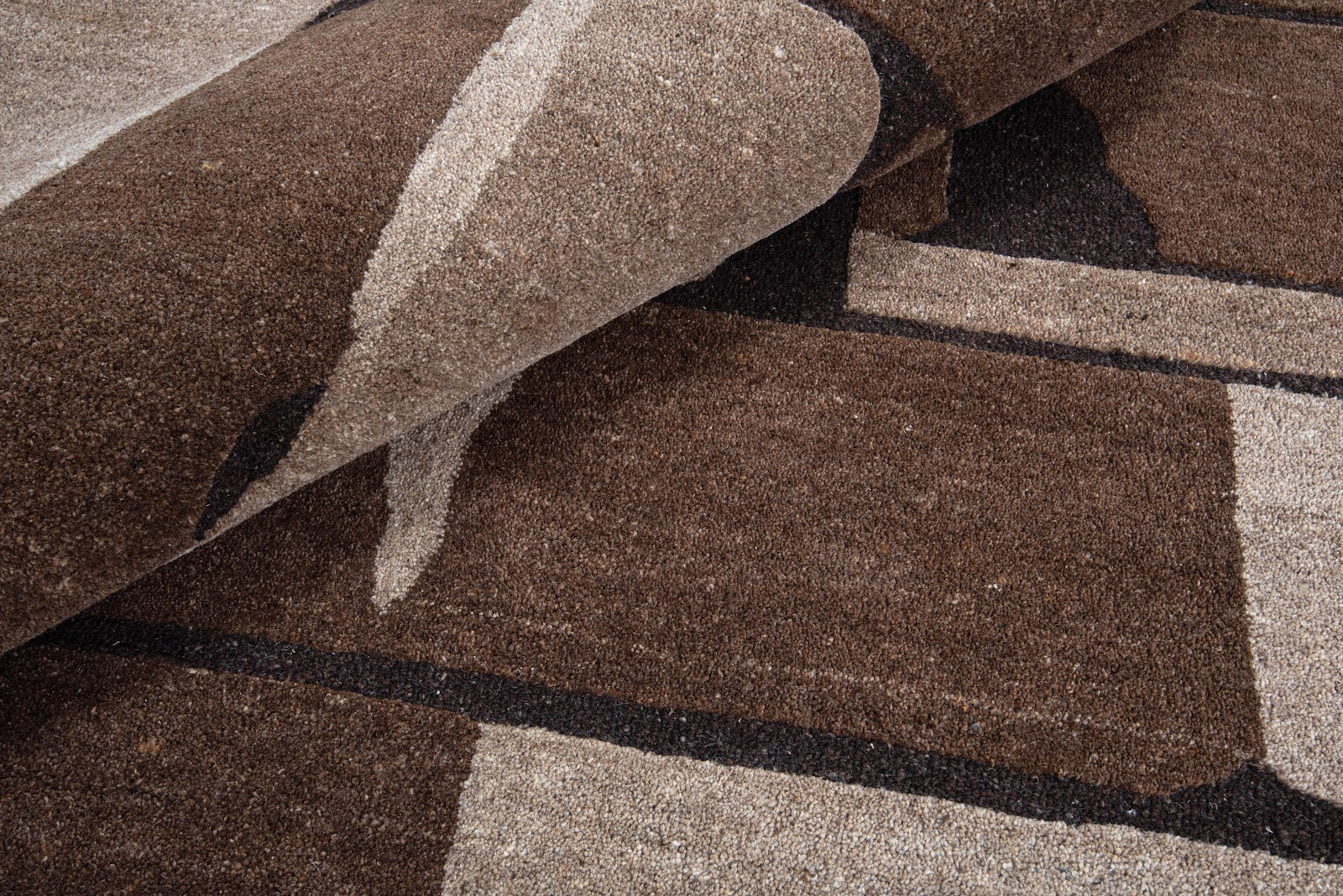 Silver Grey, Light Grey & Charcoal Abstract Wool Rug — Shaped 5