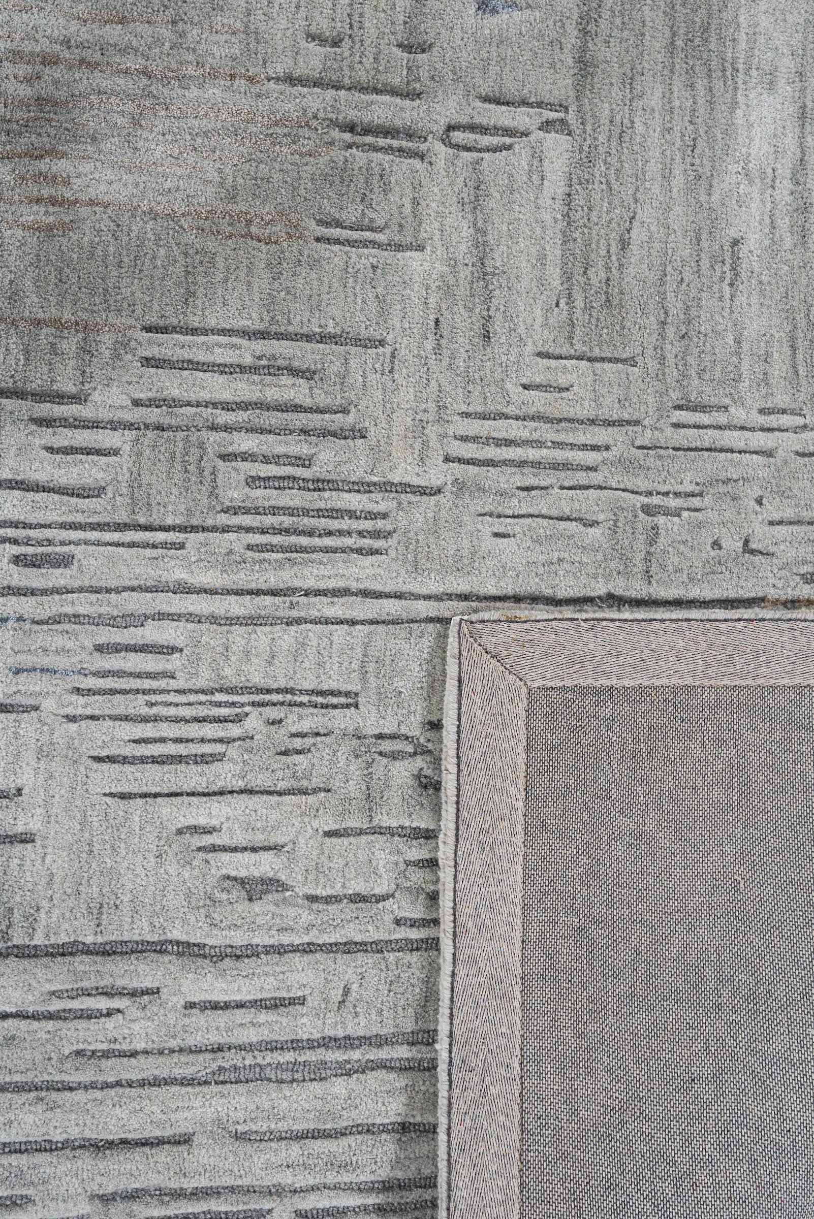 Denim handmade wool and silk rug