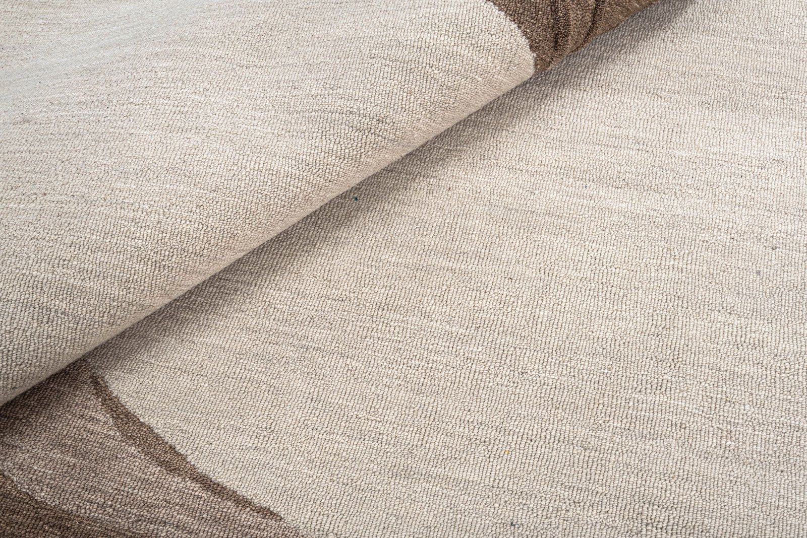 Ivory & Brown Abstract Wave Wool Rug — Shaped 4