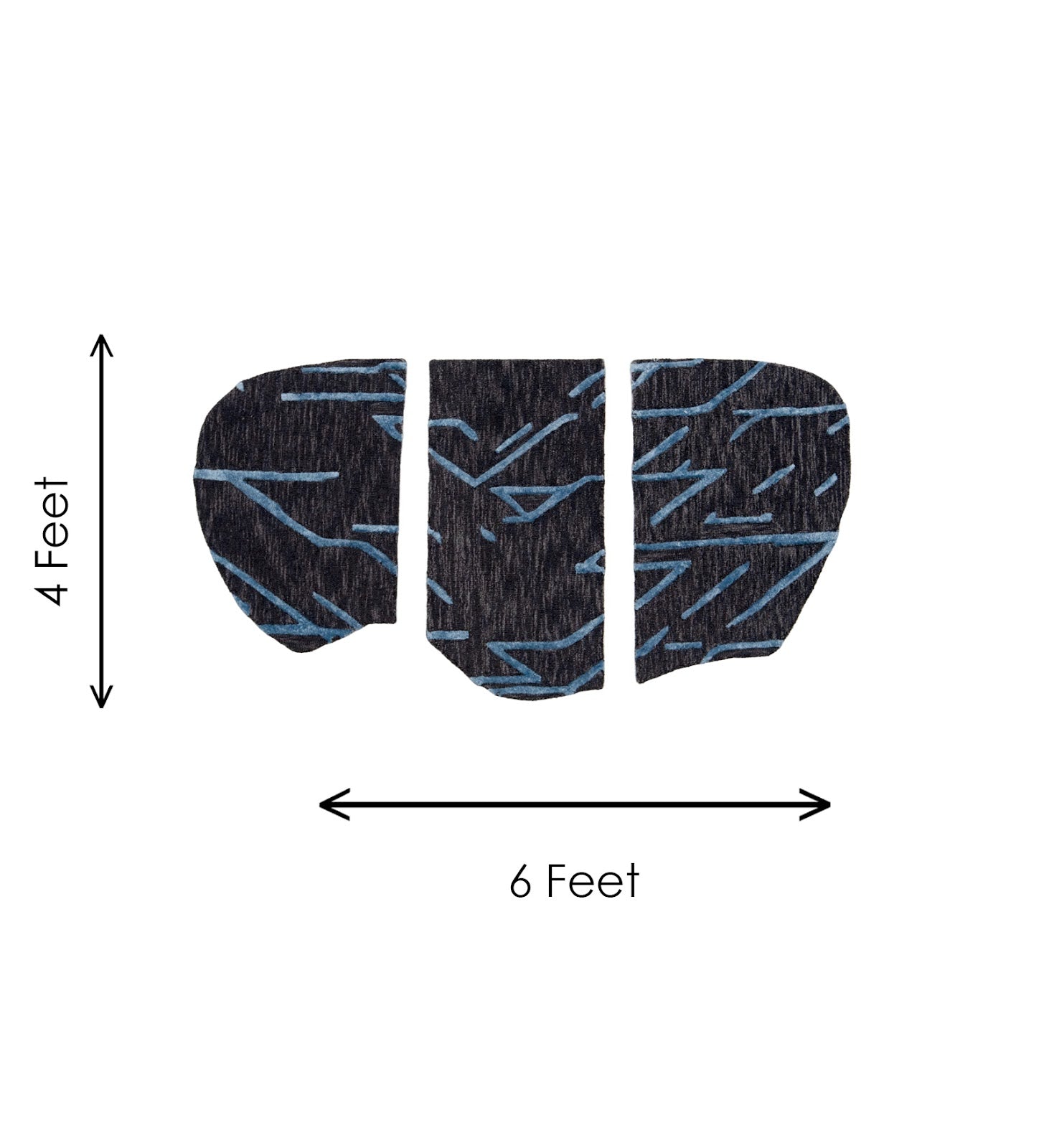Charcoal Grey & Teal Abstract Line Wool Silk Wall Art (3-Panel Set) 7