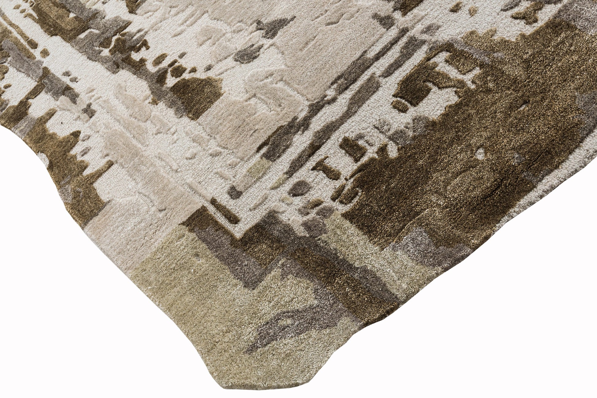 Ivory Silver handmade wool and silk rug