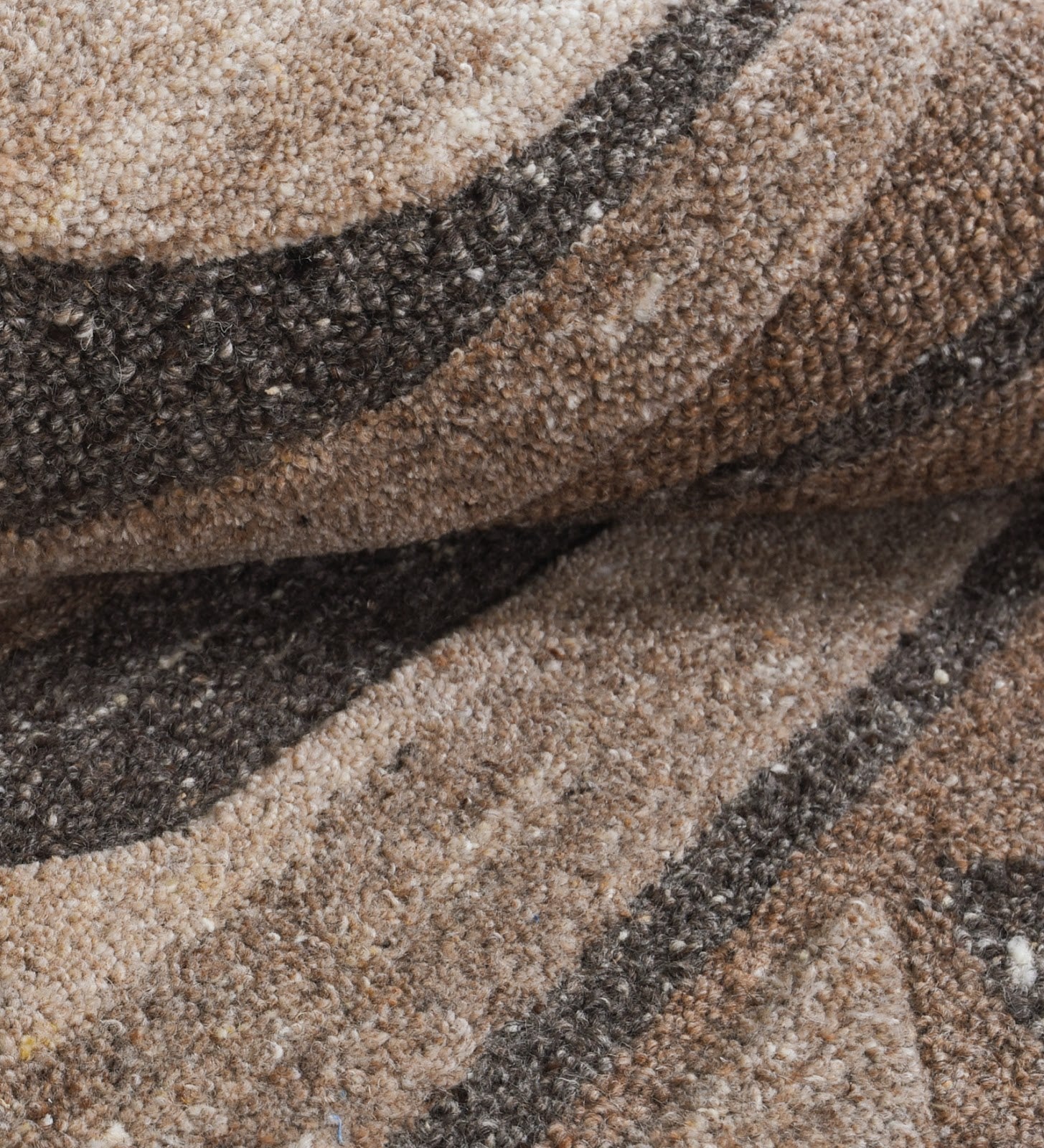 Brown, Beige & Charcoal Abstract Stripe Natural Wool Rug — Square 4
