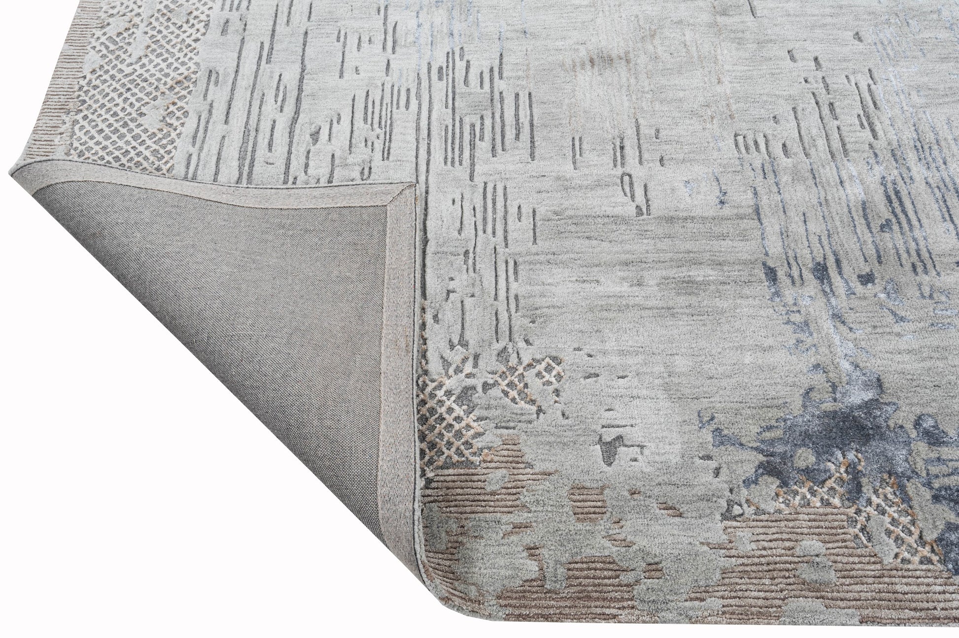 Denim handmade wool and silk rug