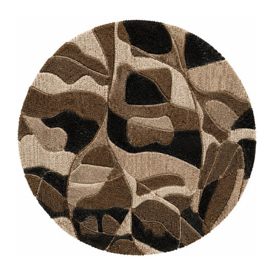 Beige & Ivory Abstract Organic Natural Wool Rug — Round 2