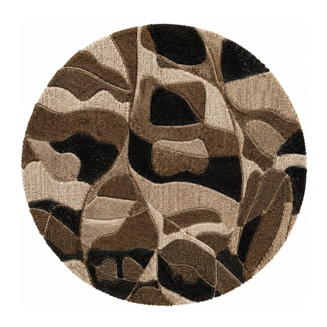 Beige & Ivory Abstract Organic Natural Wool Rug — Round 2