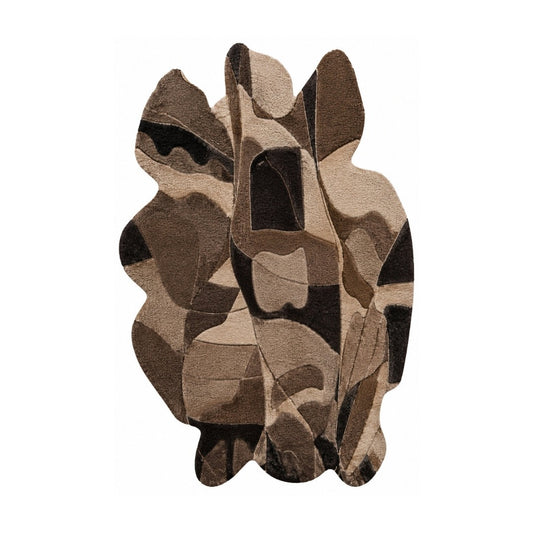 Beige & Ivory Abstract Organic Natural Wool Rug — Shaped 2