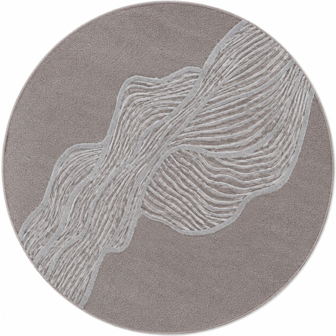 Ivory, Grey & Charcoal Abstract Flow Wool & Silk Rug — Round 1