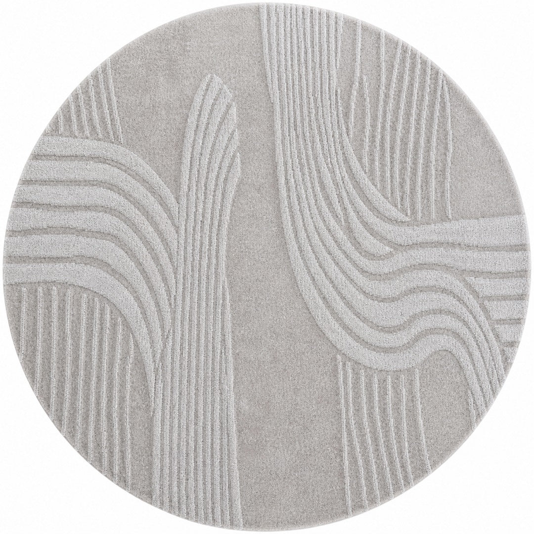 Grey & Ivory Abstract Flow Wool & Silk Rug — Round 1