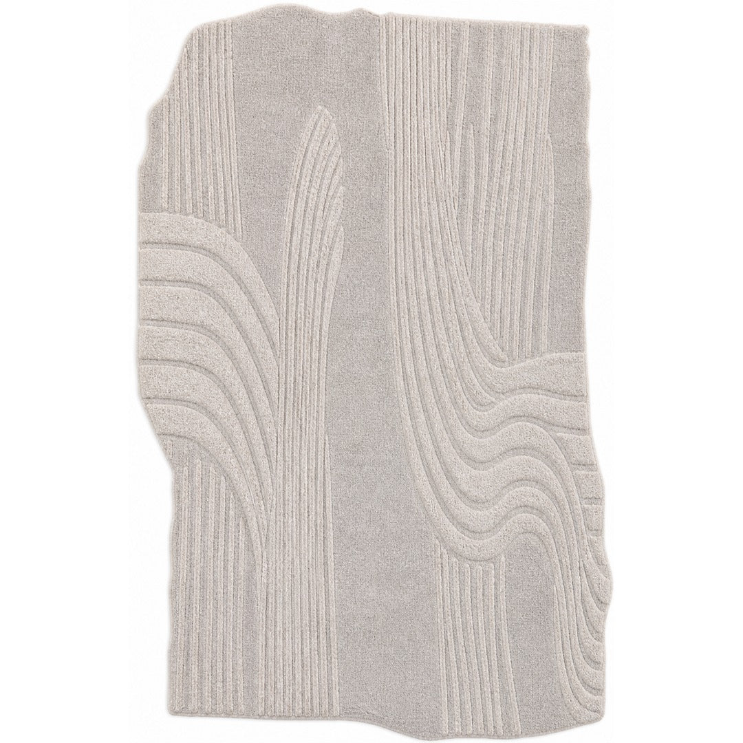 Grey & Ivory Abstract Flow Wool & Silk Rug — Shaped 1