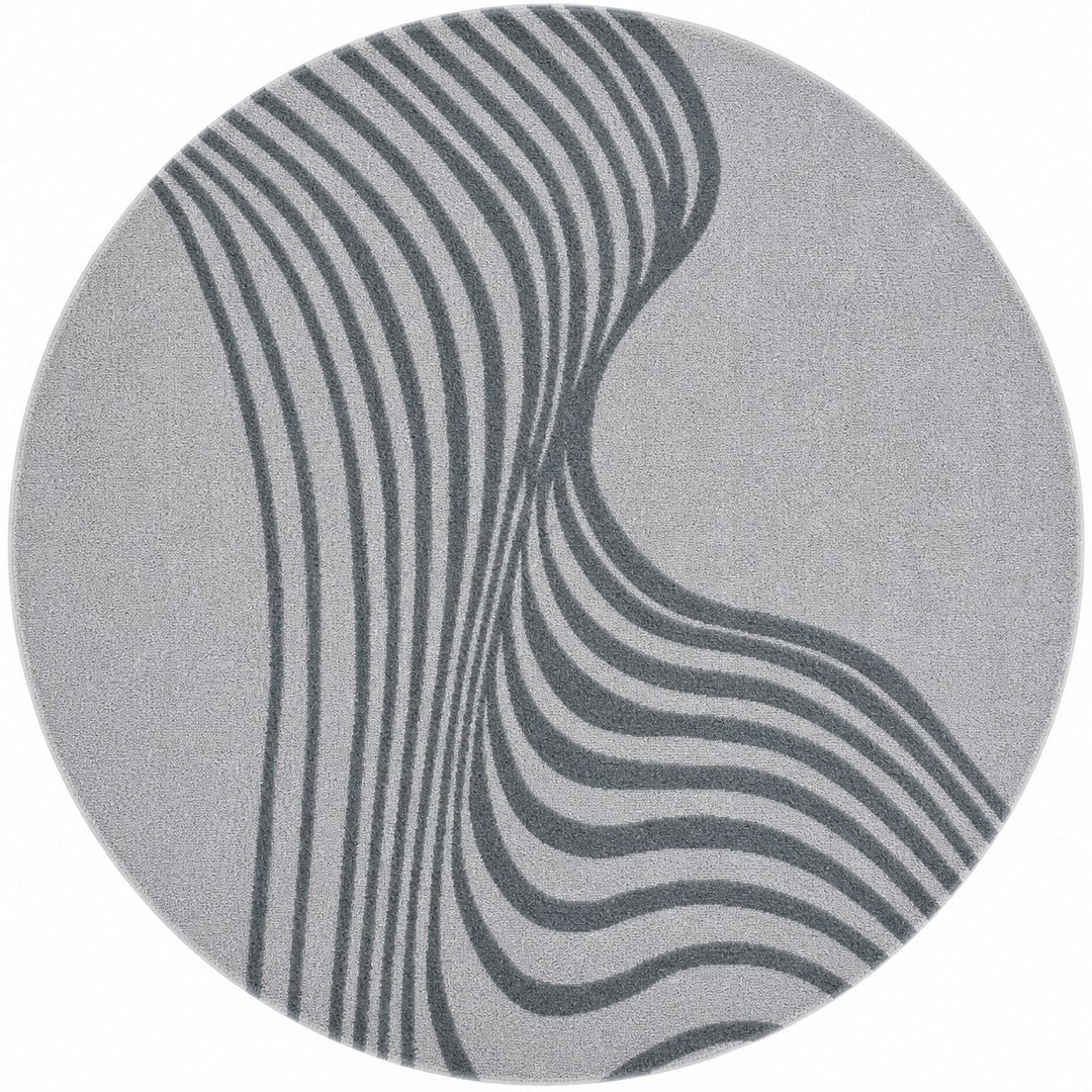 Ivory, Beige & Brown Geometric Border Wool Rug — Round 1