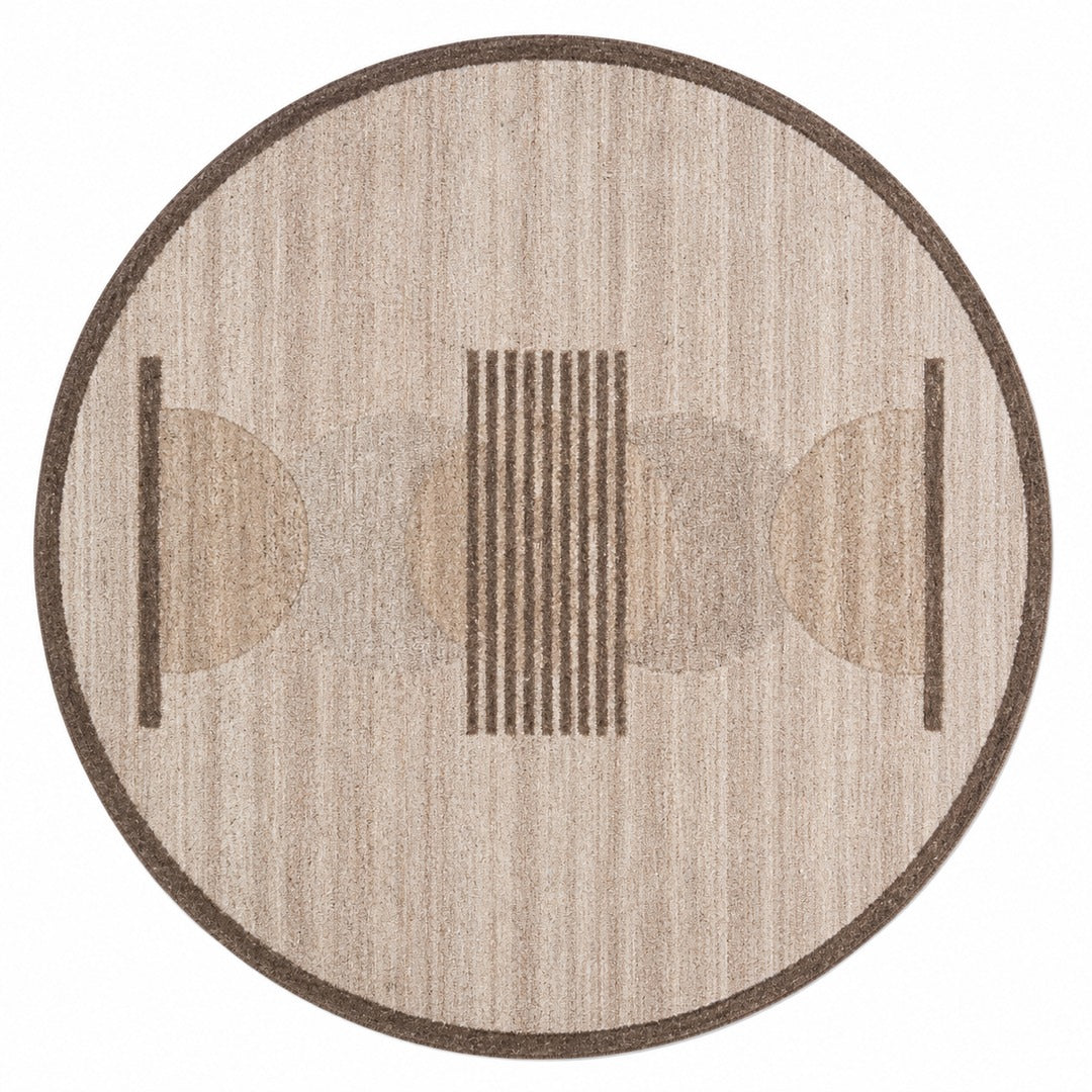Brown, Beige & Black Abstract Organic Wool Rug — Round 1