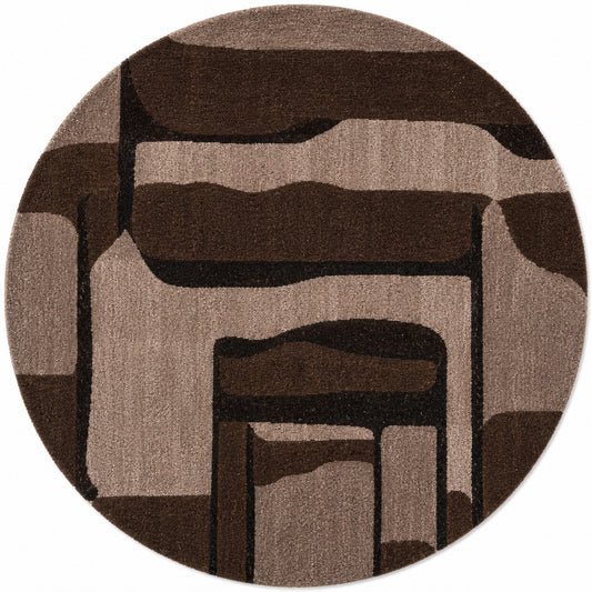 Silver Grey, Light Grey & Charcoal Abstract Wool Rug — Round 1