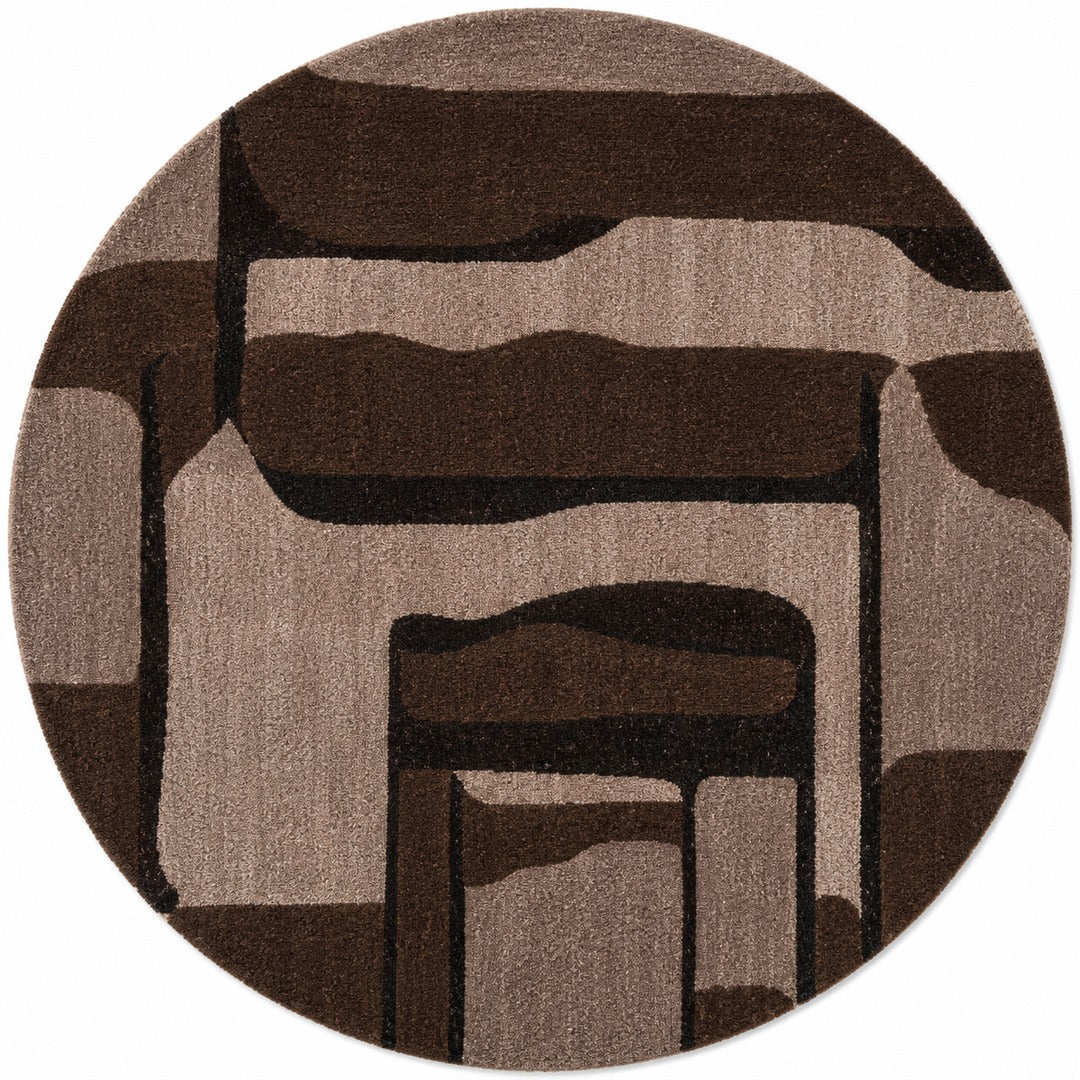 Silver Grey, Light Grey & Charcoal Abstract Wool Rug — Round 1
