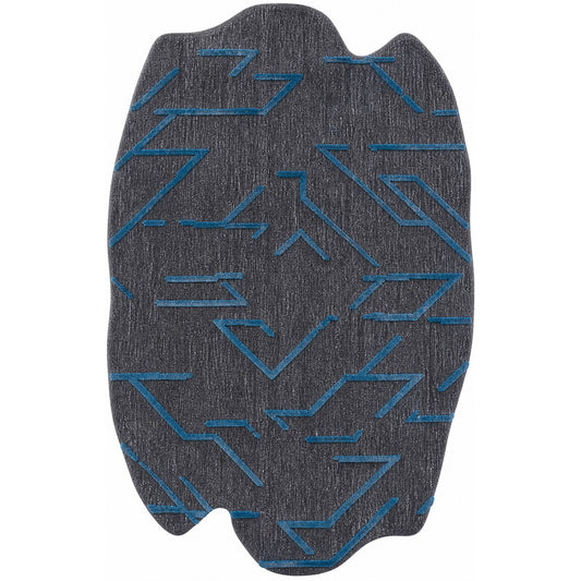 Black & Teal Abstract Geometric Wool Silk Rug — Shaped 3