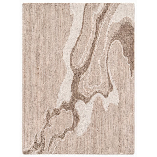 Beige & Ivory Abstract Organic Natural Wool Rug — Square 2