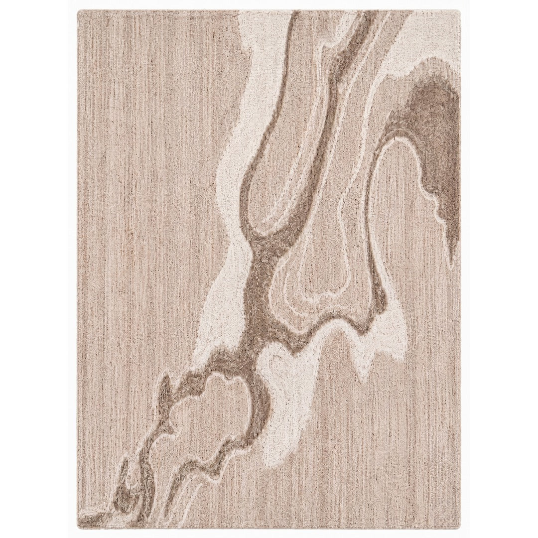 Beige & Ivory Abstract Organic Natural Wool Rug — Square 2
