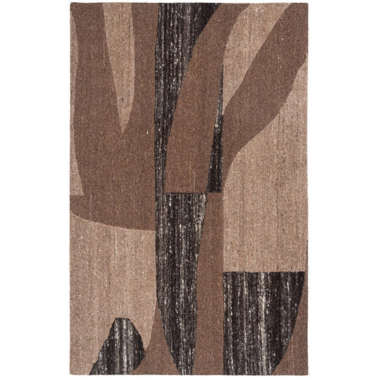 Brown, Beige & Black Abstract Organic Wool Rug — Square 9