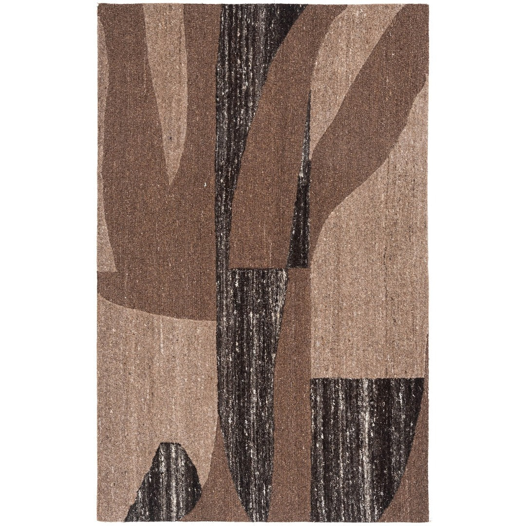 Brown, Beige & Black Abstract Organic Wool Rug — Square 9