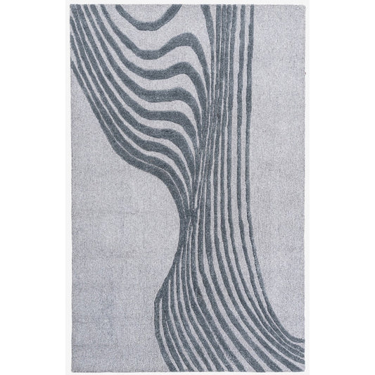 Grey & Ivory Abstract Flow Wool & Silk Rug — Square 8