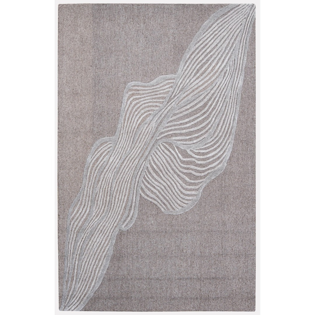 Ivory & Beige Abstract Wave Wool & Silk Rug — Square 7