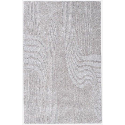 Ivory & Beige Abstract Wave Wool & Silk Rug — Square 7