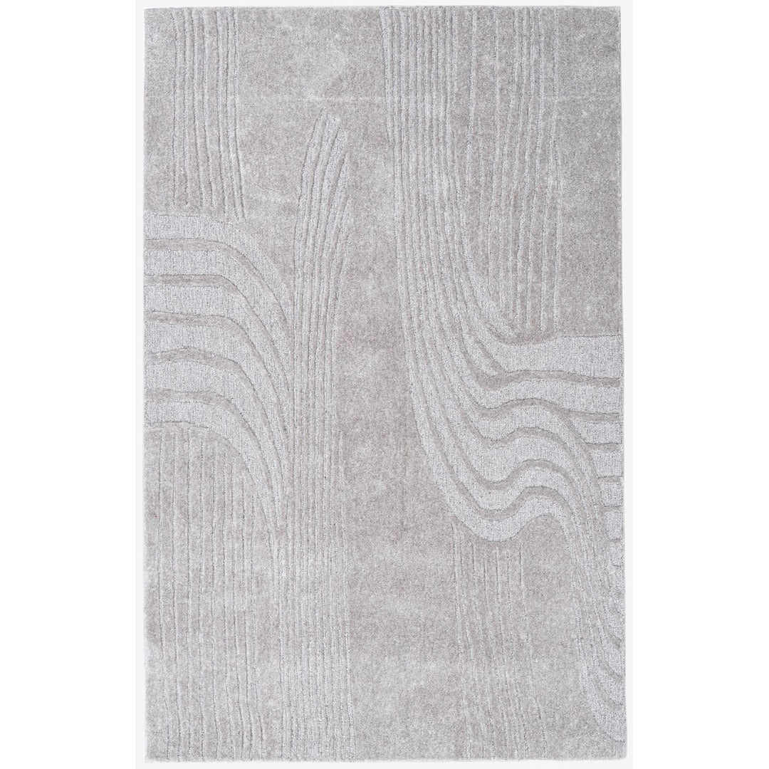 Ivory & Beige Abstract Wave Wool & Silk Rug — Square 7