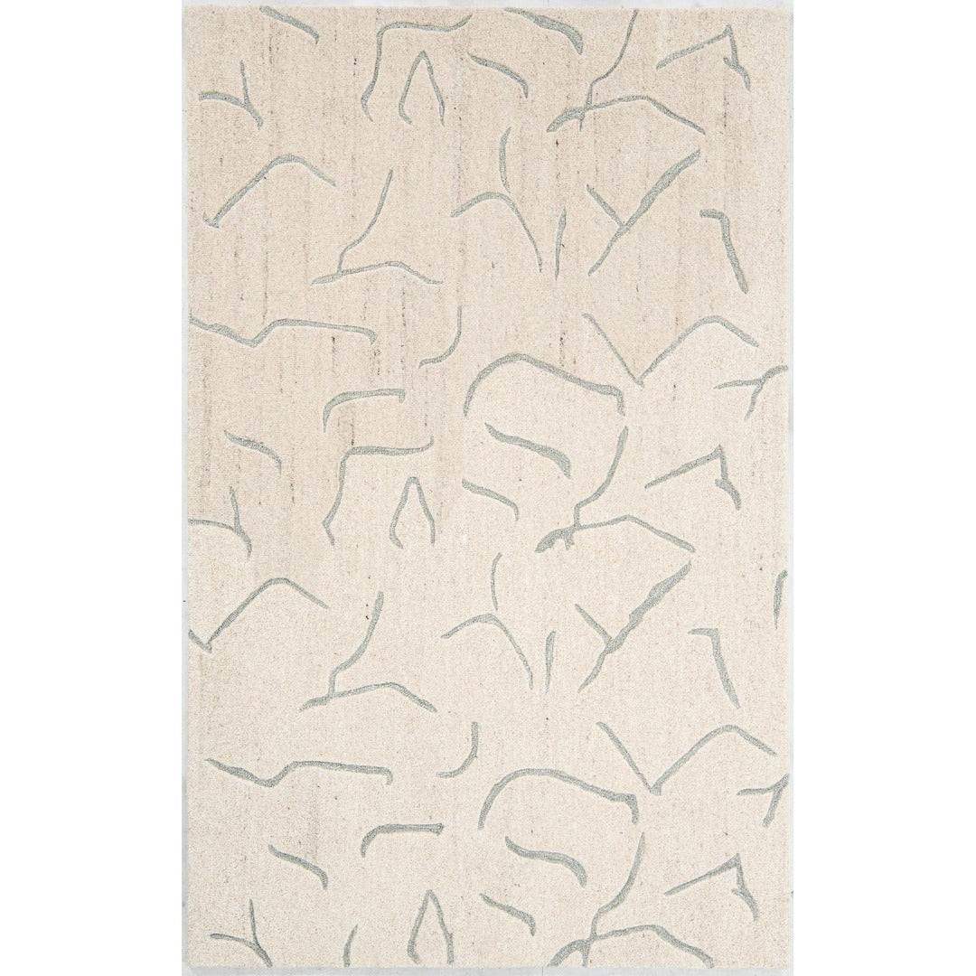 Ivory & Grey Abstract Branch Pattern Wool Rug — Square 9