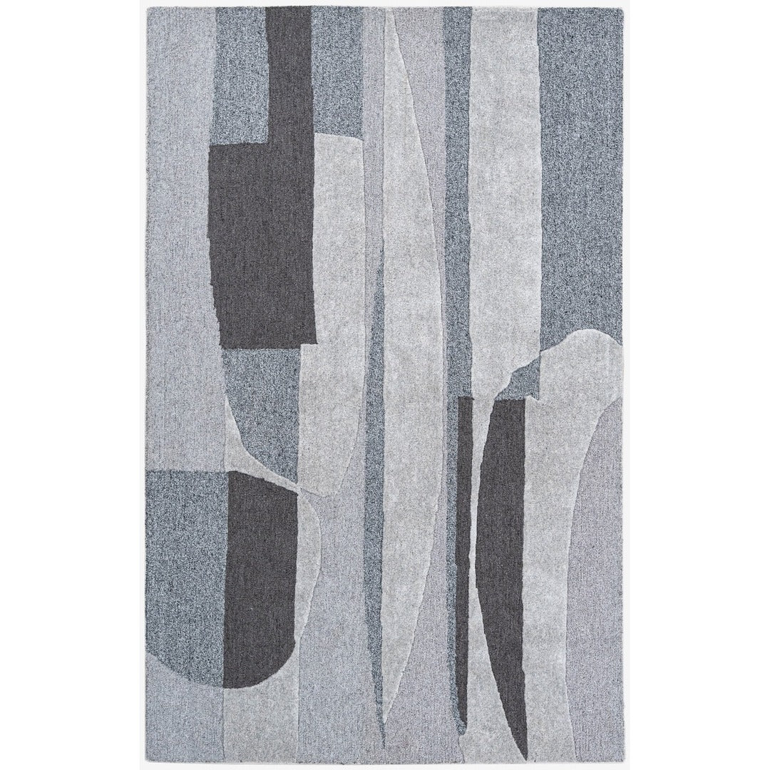 Silver Grey, Light Grey & Charcoal Abstract Wool Rug — Square 9