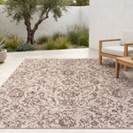 Chocolate Brown Vintage Floral Medallion Wool Rug Rectangular