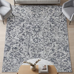 Olive Green Vintage Floral Medallion Wool Rug Rectangular
