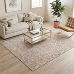 Wheat Vintage Floral Medallion Wool Rug Square